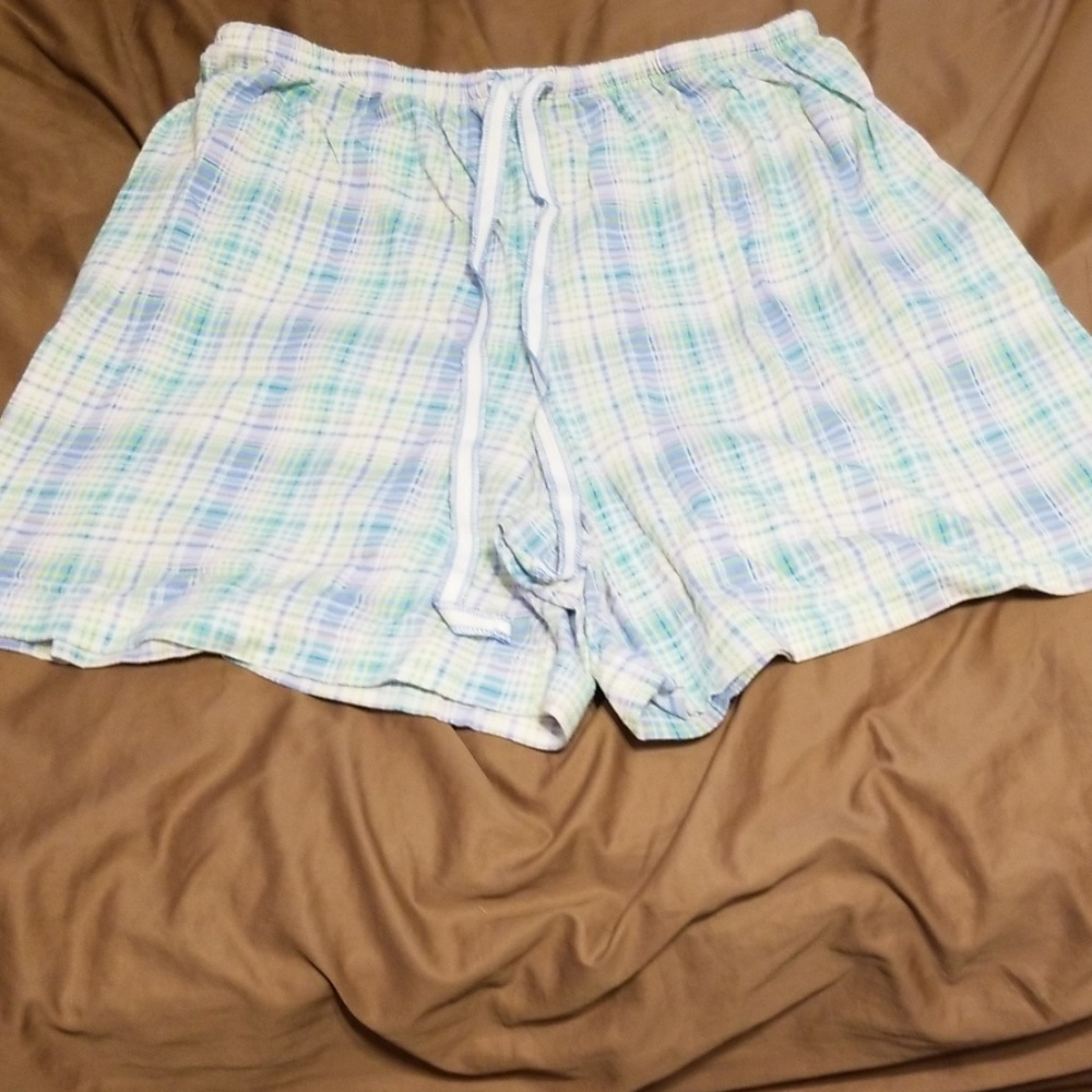 Blue and green plaid pj shorts